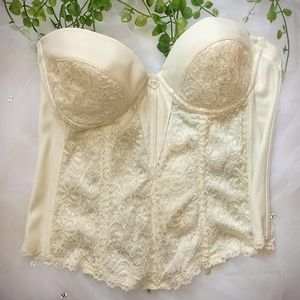 90s Vintage Ethereal Soft Cream Floral Corset